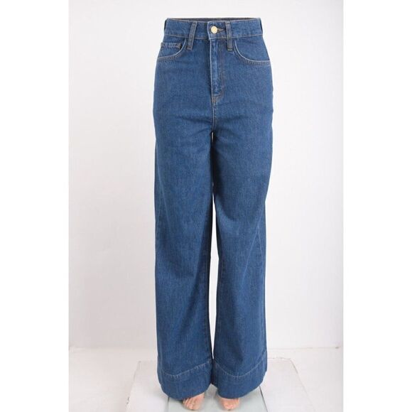 Triarchy Womens Ms. Onassis High-Rise Wide-Leg Jeans Dark Indigo Sz 24 US 2 New - Picture 1 of 7
